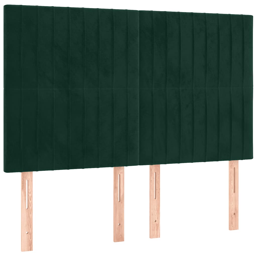 sötétzöld bársony rugós ágy matraccal 140x200 cm