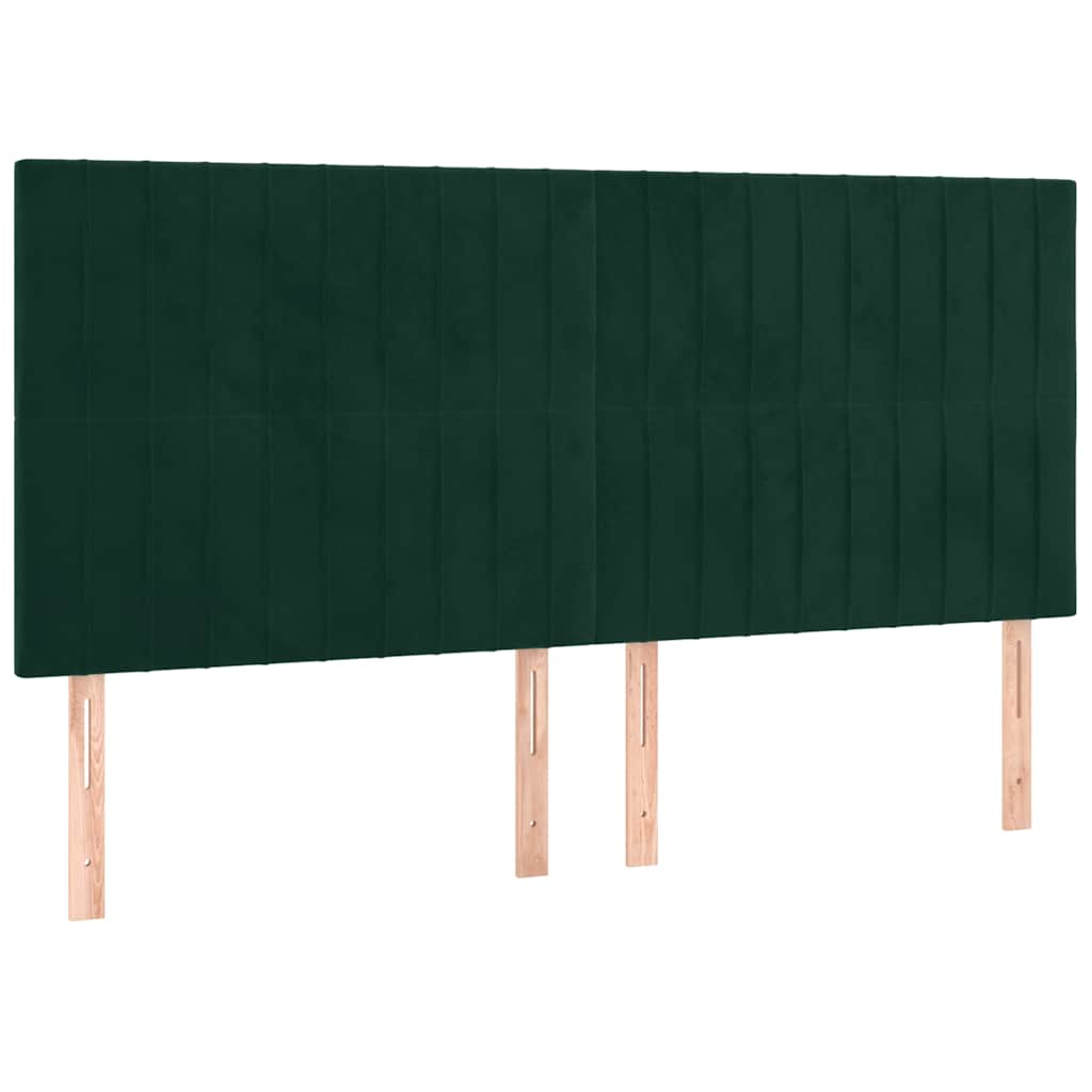 sötétzöld bársony rugós ágy matraccal 200x200 cm