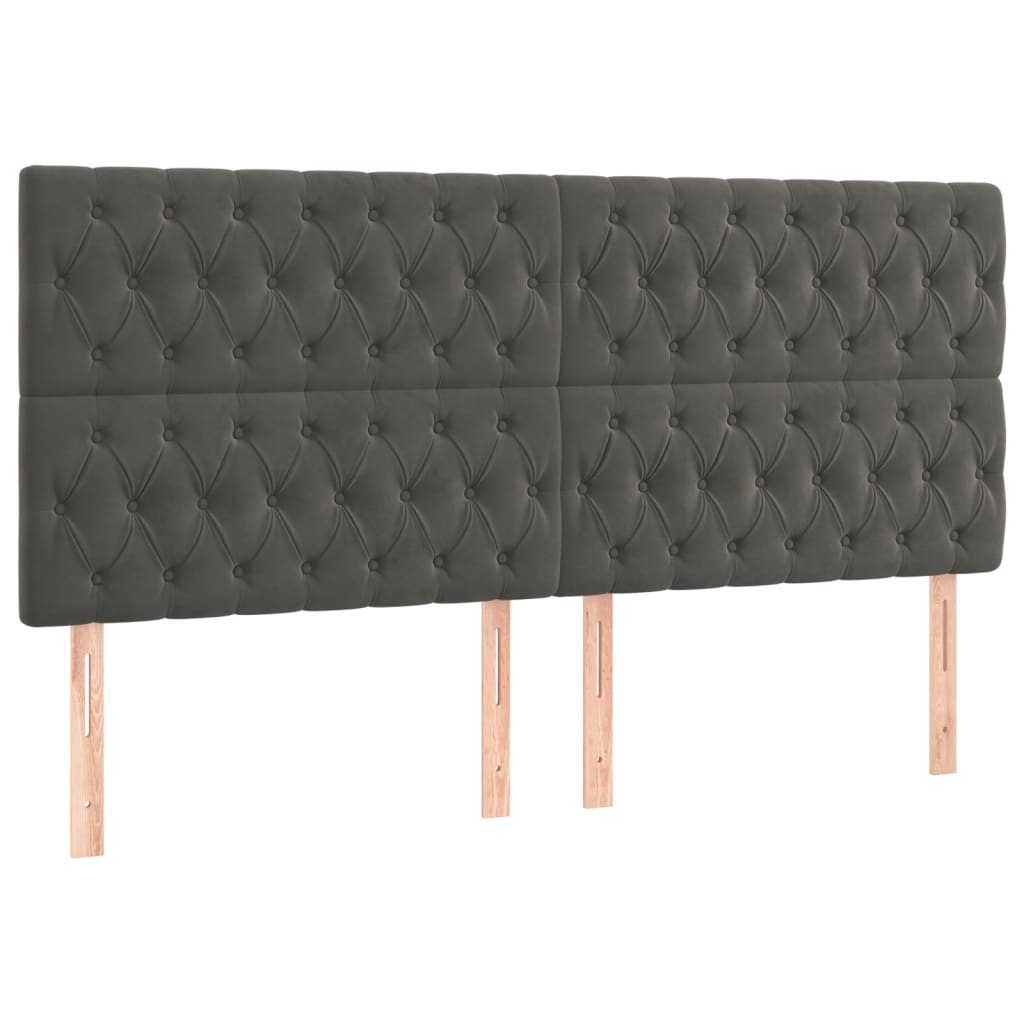 sötétszürke bársony rugós ágy matraccal 200x200 cm