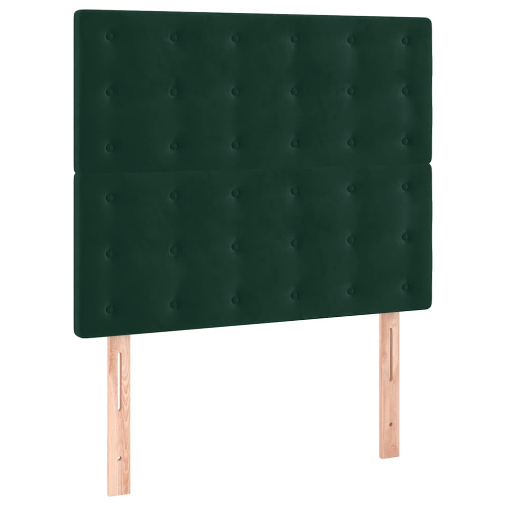 sötétzöld bársony rugós ágy matraccal 80 x 200 cm