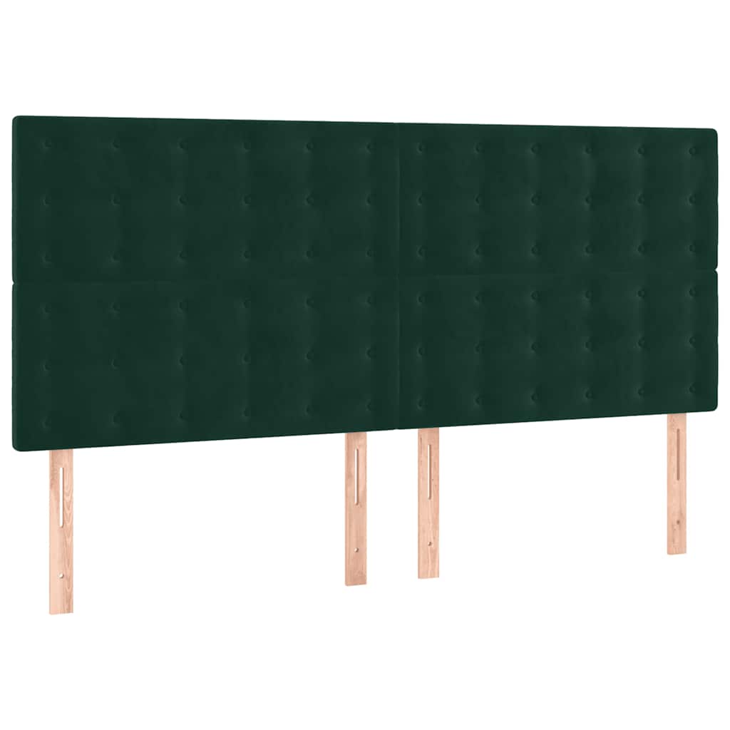 sötétzöld bársony rugós ágy matraccal 180x200 cm