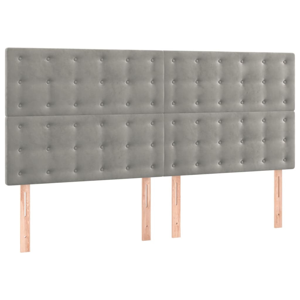 világosszürke bársony rugós ágy matraccal 200x200 cm