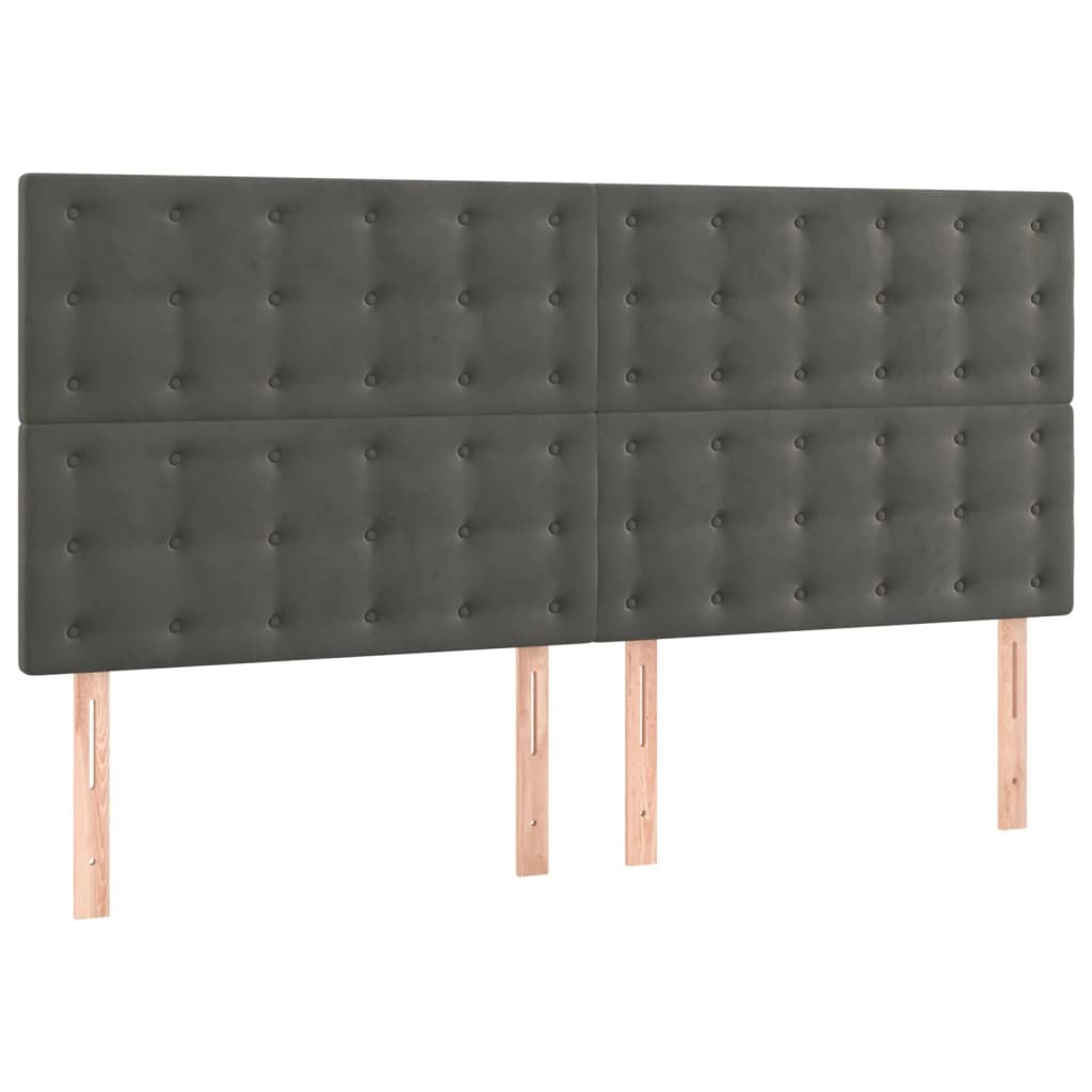 sötétszürke bársony rugós ágy matraccal 200x200 cm