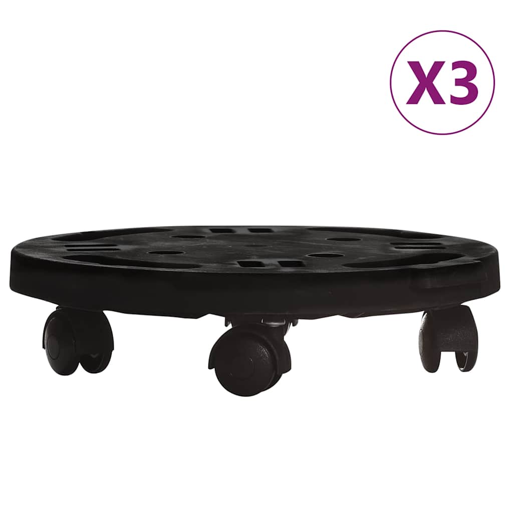 3 db fekete kerekes virágtartó átmérő 30 cm 170 kg