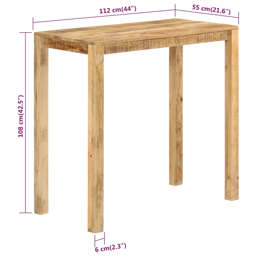 tömör mangófa bárasztal 112 x 55 x 108 cm