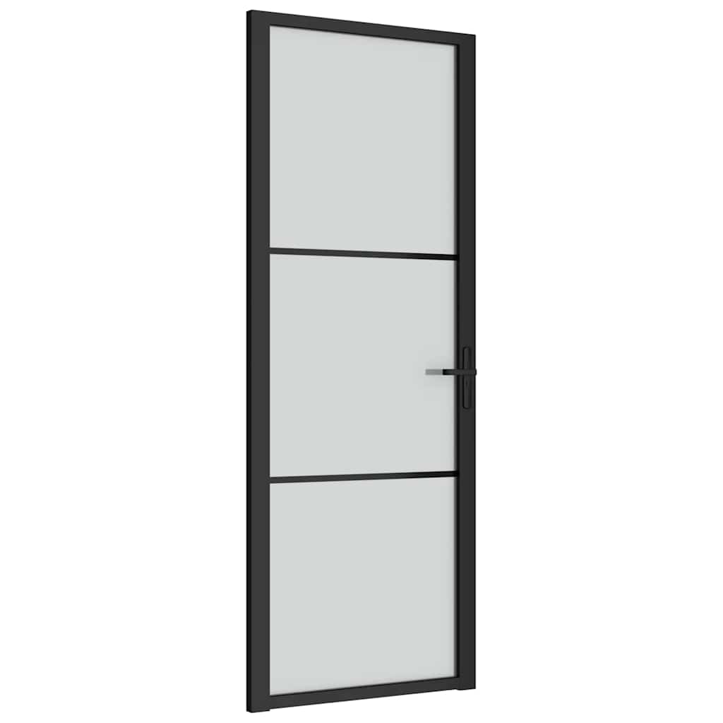 fekete matt üveg és alumínium beltéri ajtó 76 x 201,5 cm