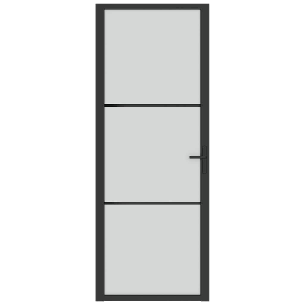fekete matt üveg és alumínium beltéri ajtó 76 x 201,5 cm