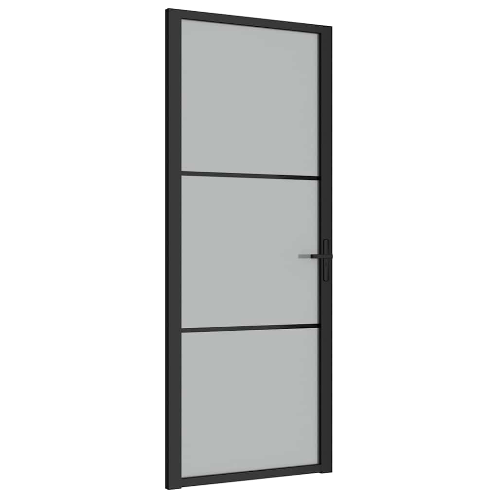 fekete matt üveg és alumínium beltéri ajtó 83 x 201,5 cm