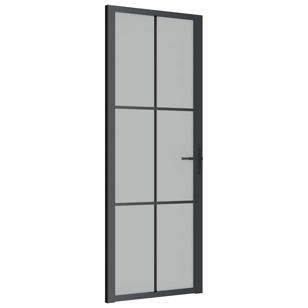 fekete matt üveg és alumínium beltéri ajtó 76 x 201,5 cm