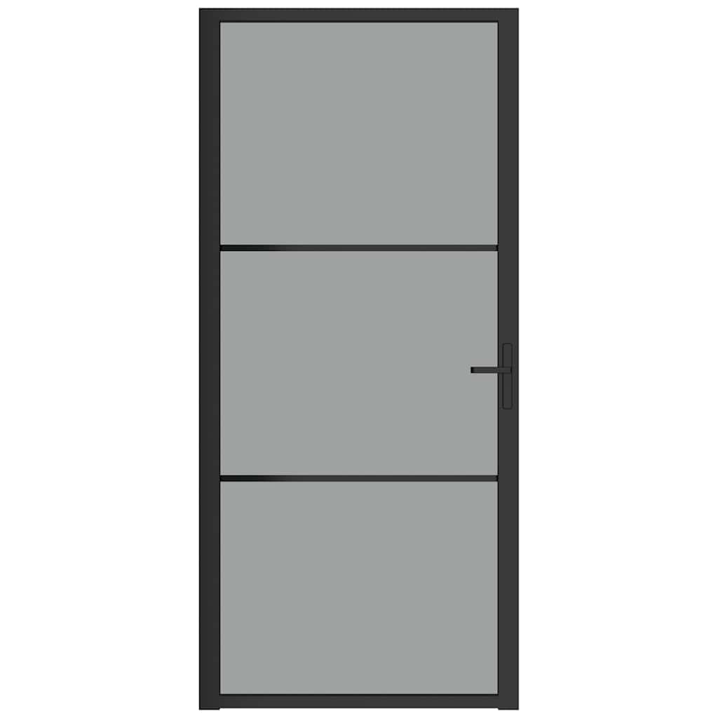 fekete ESG üveg és alumínium beltéri ajtó 93 x 201,5 cm