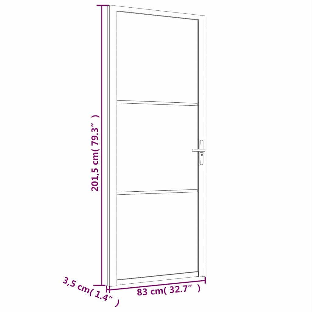 fehér ESG üveg és alumínium beltéri ajtó 83 x 201,5 cm