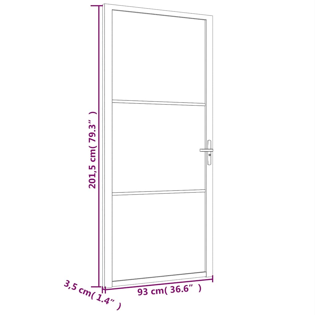 fehér ESG üveg és alumínium beltéri ajtó 93 x 201,5 cm