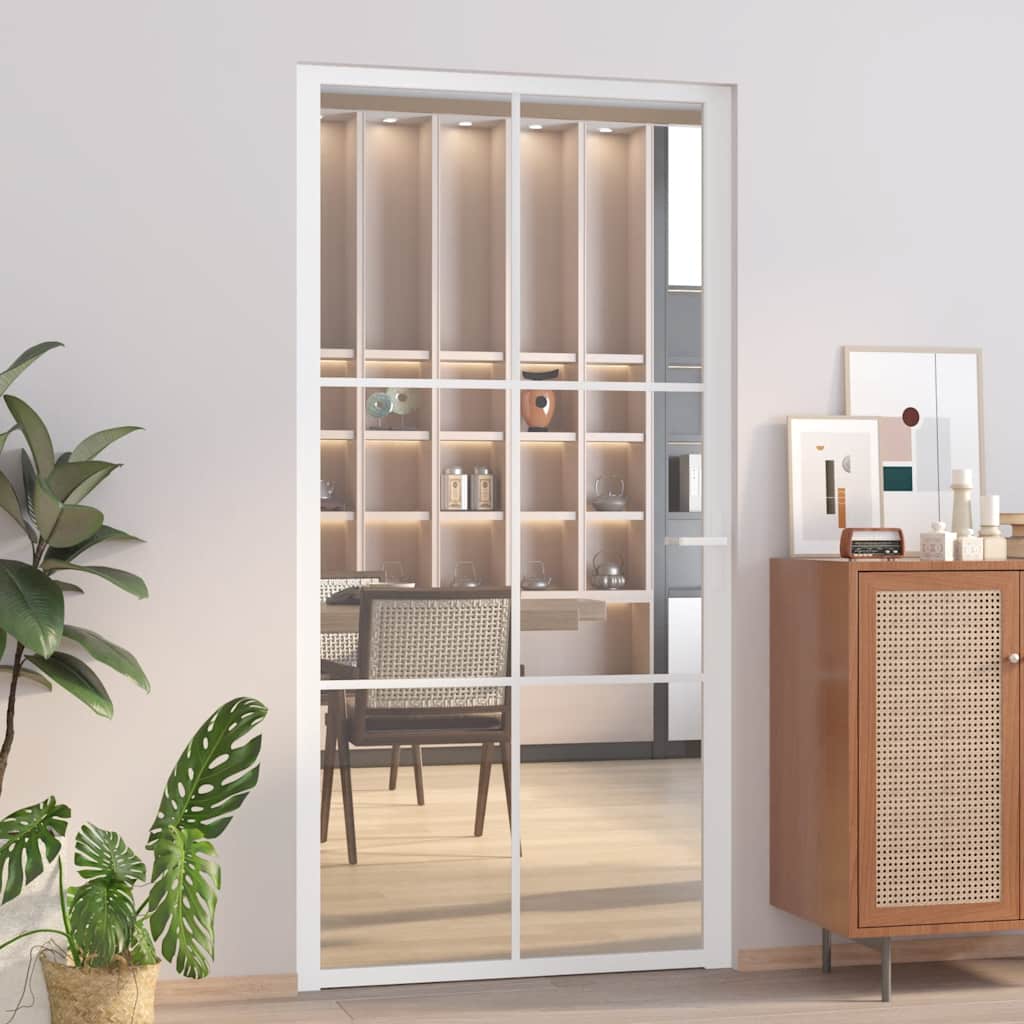 fehér ESG üveg és alumínium beltéri ajtó 102,5 x 201,5 cm
