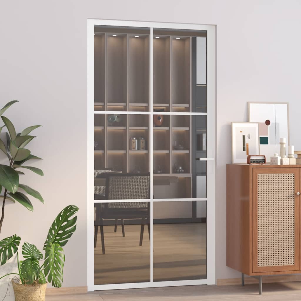 fehér ESG üveg és alumínium beltéri ajtó 102,5 x 201,5 cm