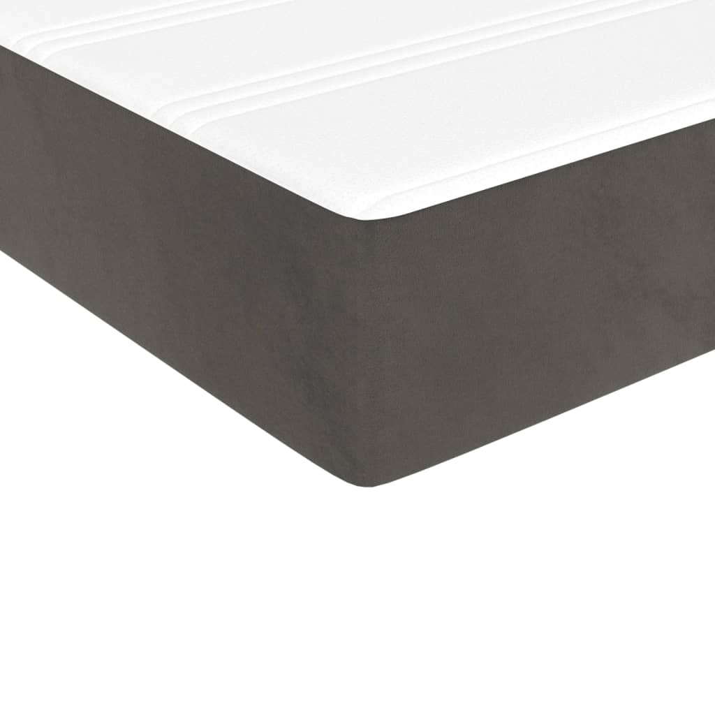 sötétszürke bársony rugós ágy matraccal 100 x 200 cm