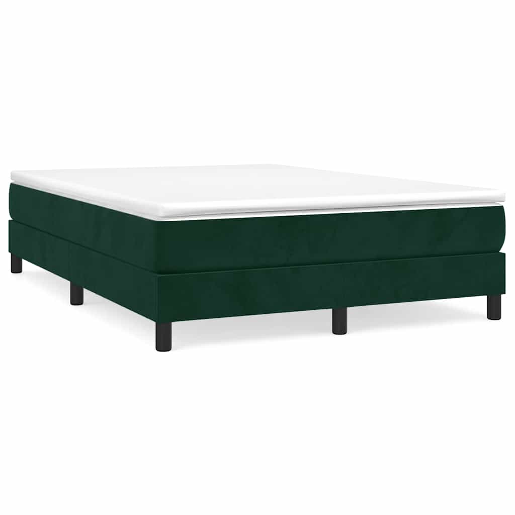 sötétzöld bársony rugós ágy matraccal 140x190 cm