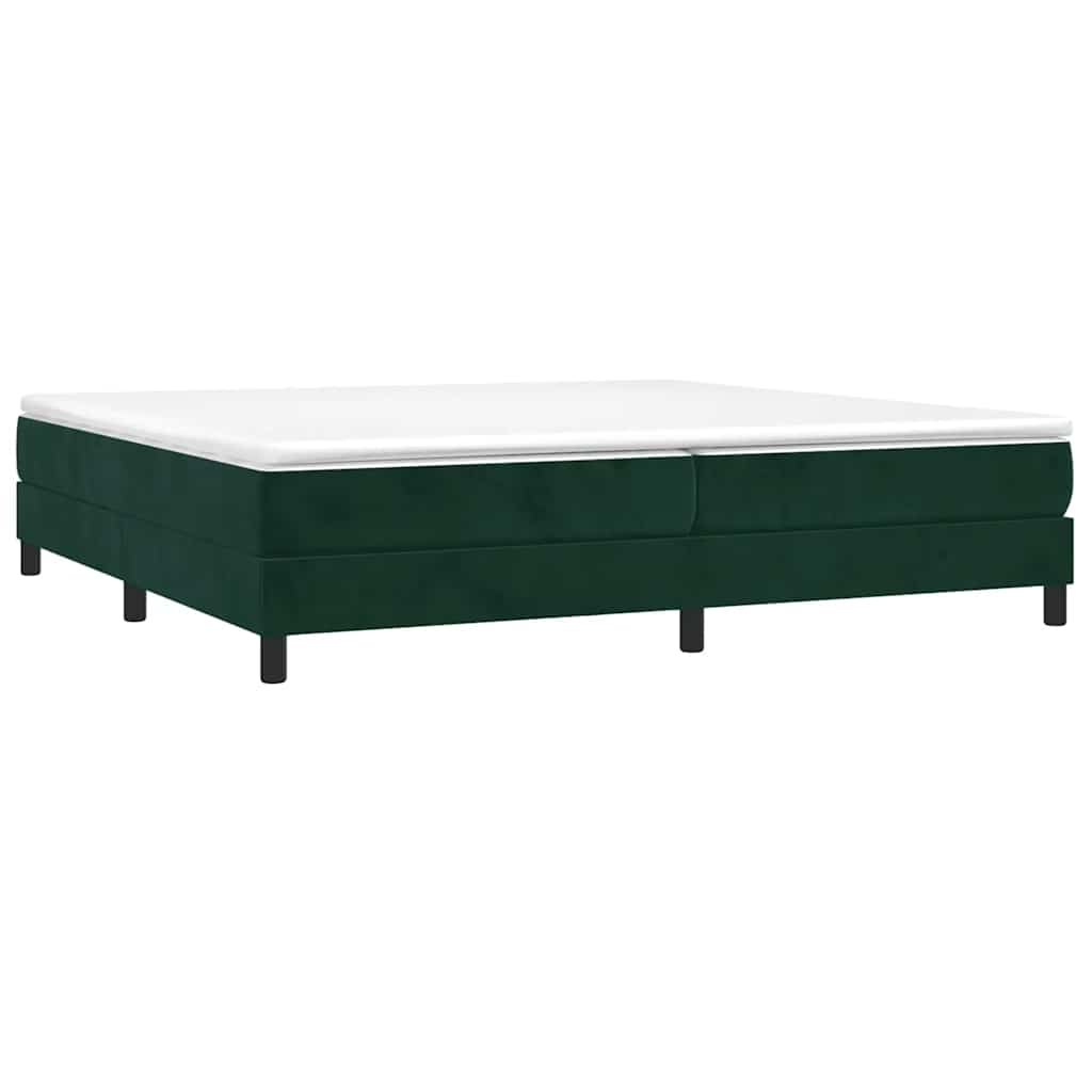 sötétzöld bársony rugós ágy matraccal 200x200 cm