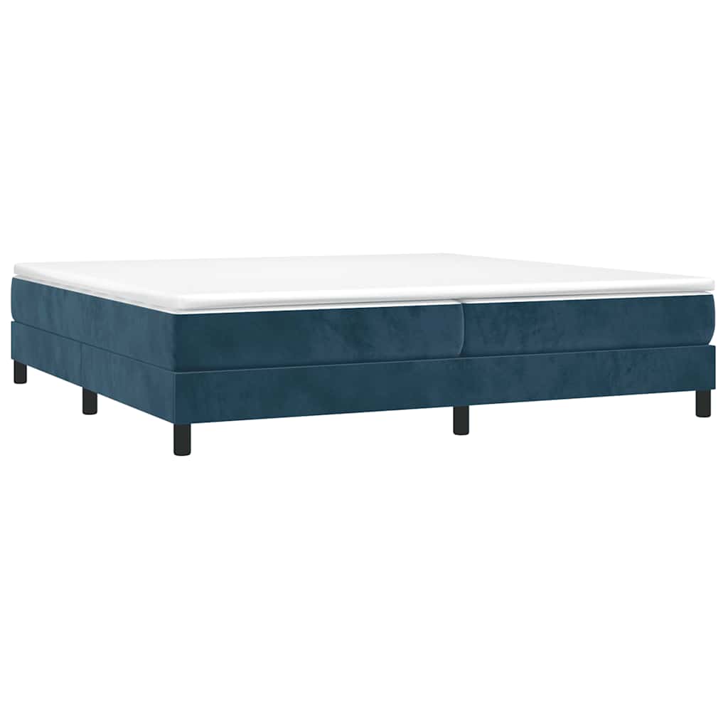 sötétkék bársony rugós ágy matraccal 200x200 cm