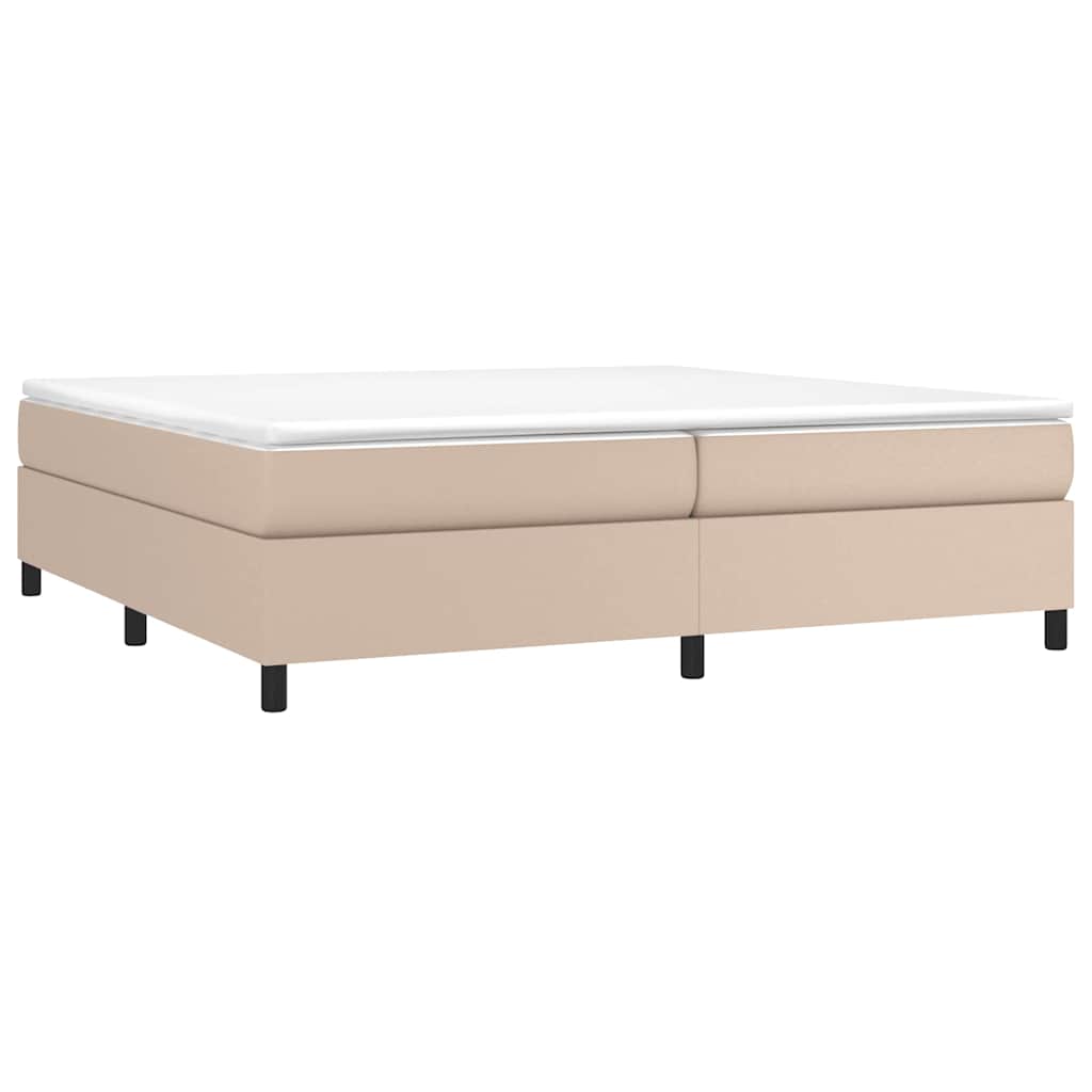 cappuccino színű műbőr rugós ágy matraccal 200 x 200 cm