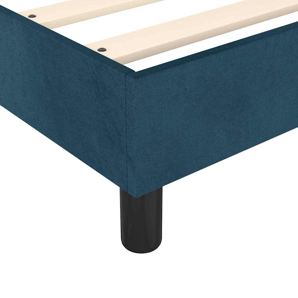 sötétkék bársony rugós ágy matraccal 90 x 200 cm