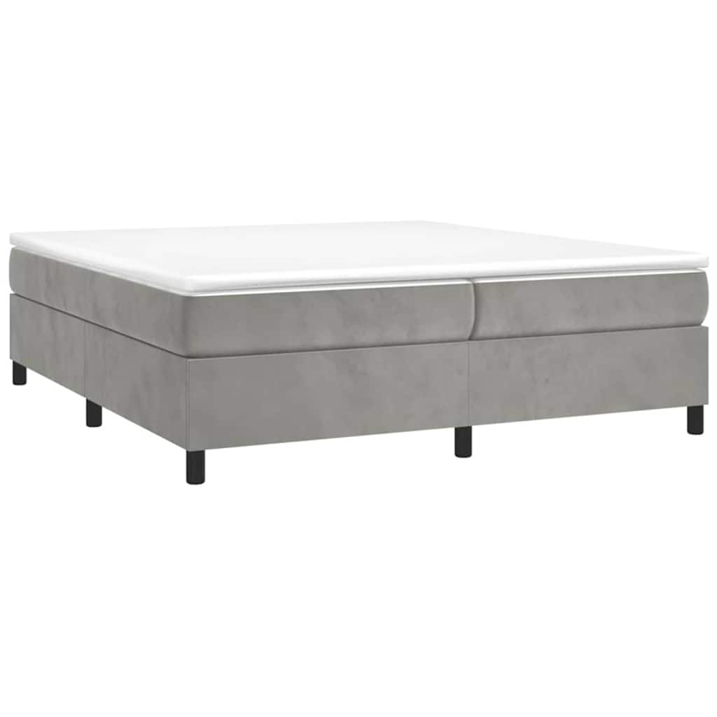 világosszürke bársony rugós ágy matraccal 200x200 cm