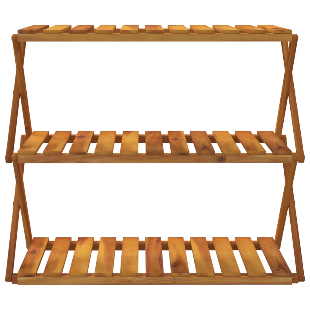 3 szintes barna tömör akácfa összecsukható polc 70 x 31 x 63 cm