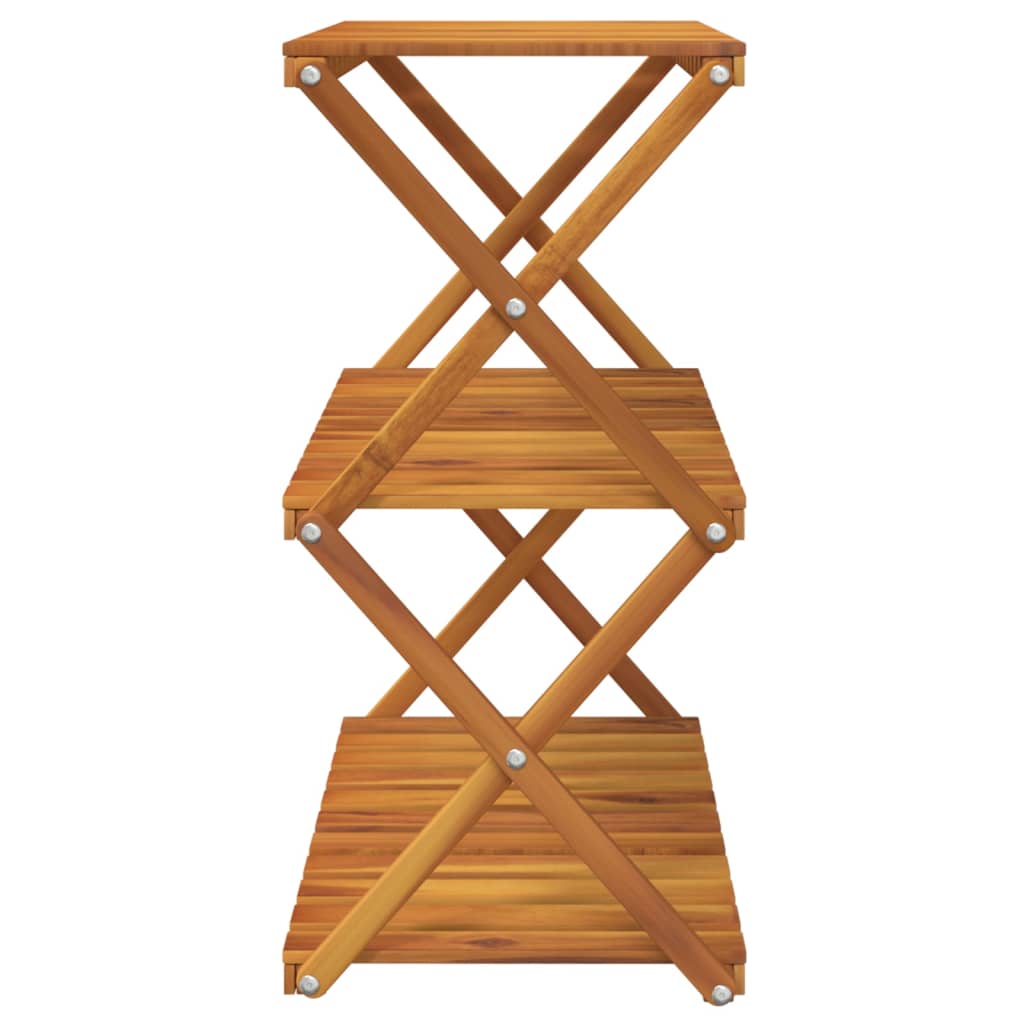3 szintes barna tömör akácfa összecsukható polc 70 x 31 x 63 cm