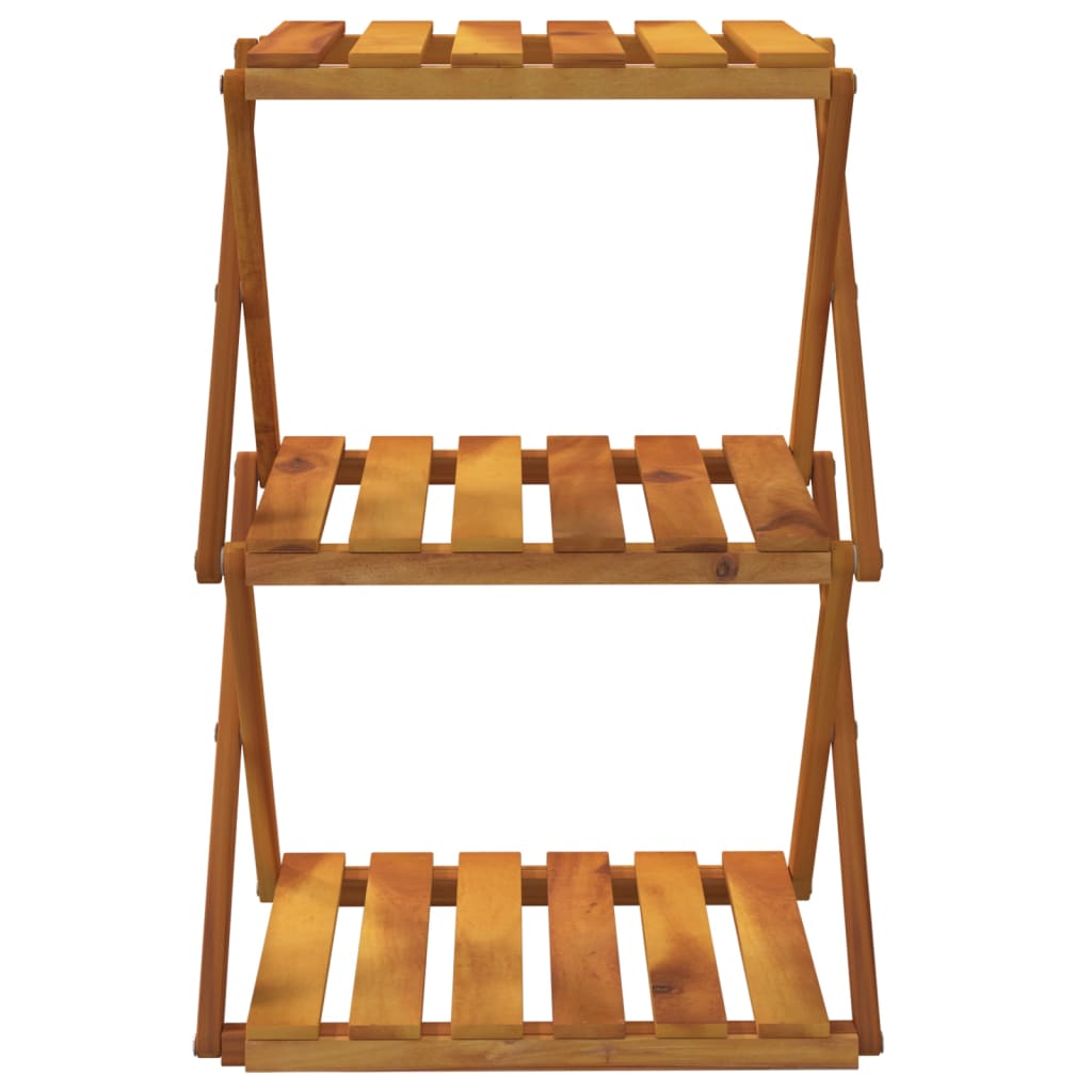 3 szintes barna tömör akácfa összecsukható polc 43 x 31 x 63 cm