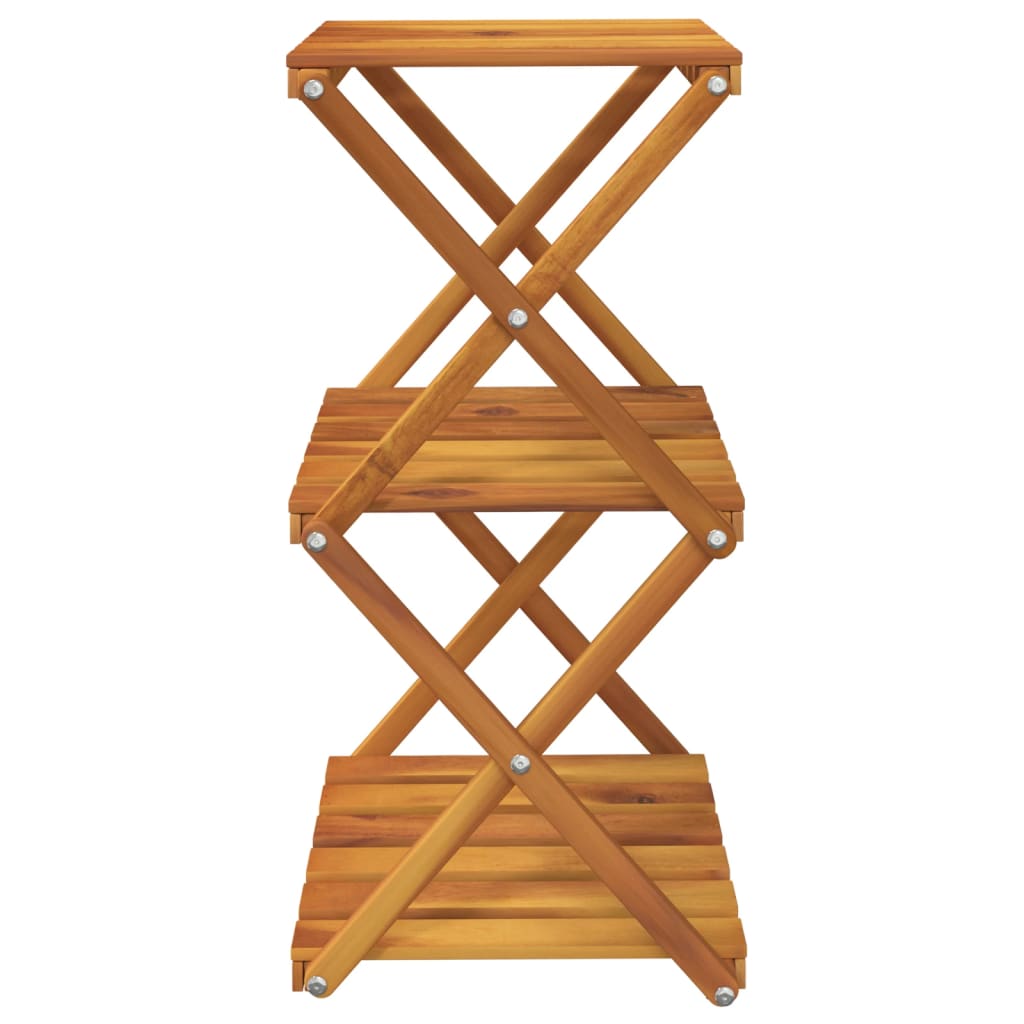 3 szintes barna tömör akácfa összecsukható polc 43 x 31 x 63 cm
