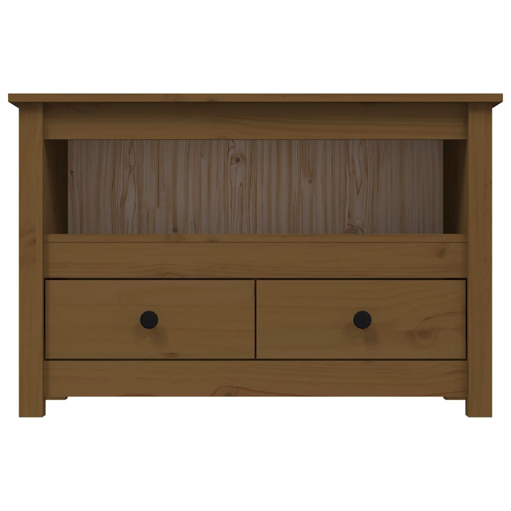 mézbarna tömör fenyőfa TV-szekrény 79 x 35 x 52 cm