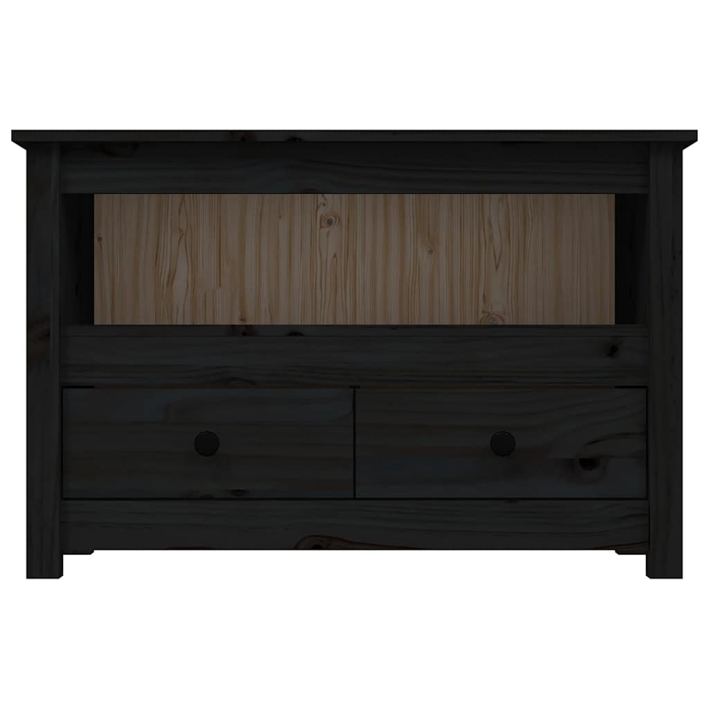 fekete tömör fenyőfa TV-szekrény 79 x 35 x 52 cm