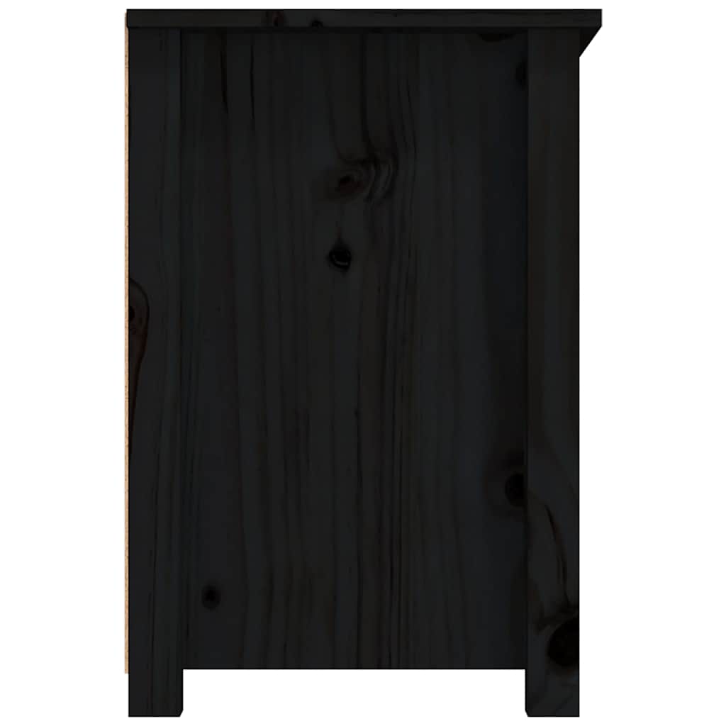 fekete tömör fenyőfa TV-szekrény 79 x 35 x 52 cm