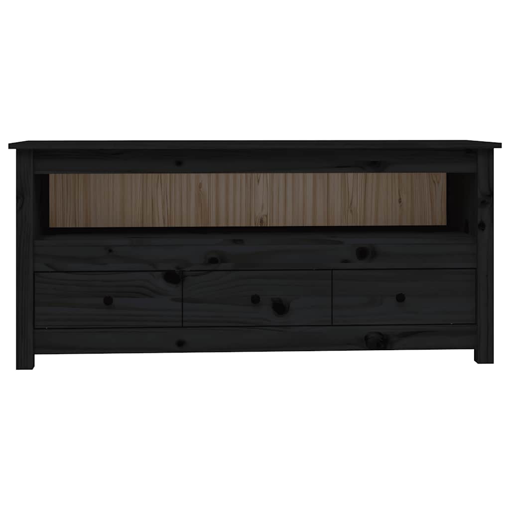 fekete tömör fenyőfa TV-szekrény 114 x 35 x 52 cm