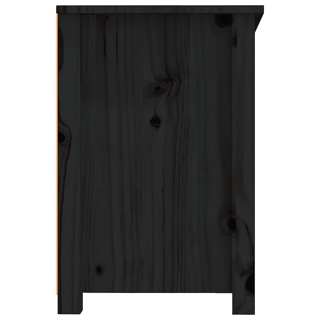 fekete tömör fenyőfa TV-szekrény 114 x 35 x 52 cm