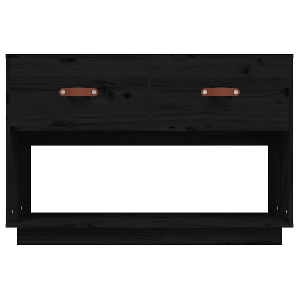 fekete tömör fenyőfa TV-szekrény 90x40x602 cm