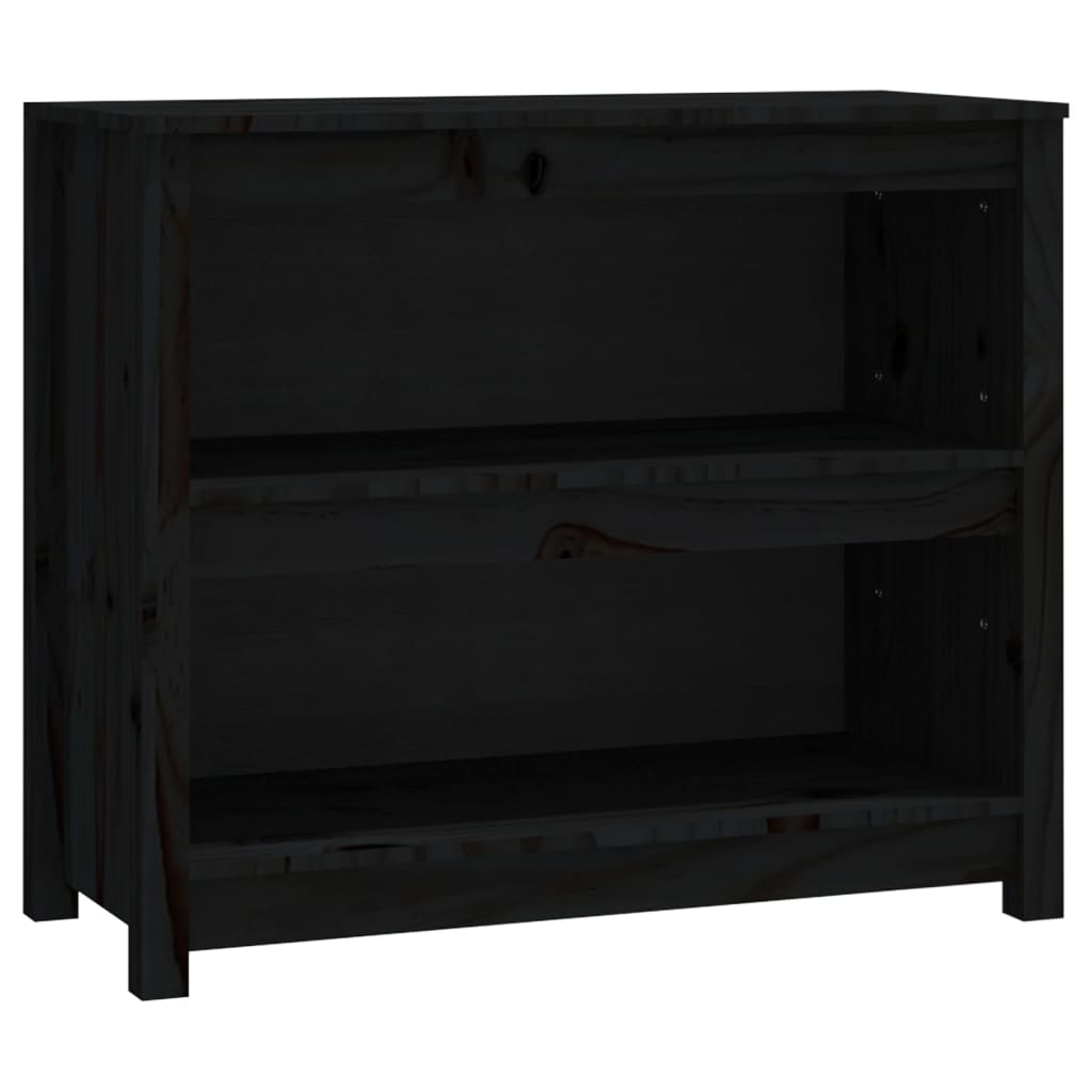 fekete tömör fenyőfa könyvszekrény 80x35x68 cm