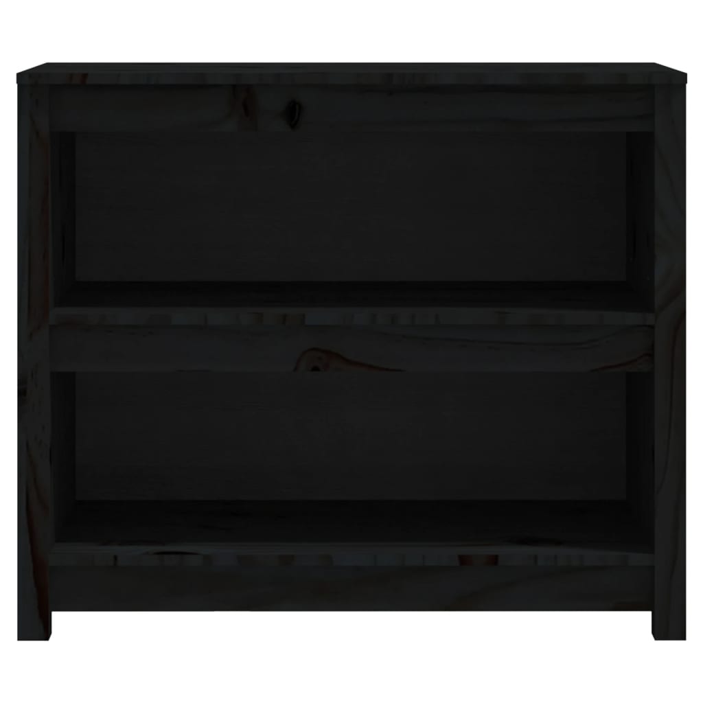 fekete tömör fenyőfa könyvszekrény 80x35x68 cm