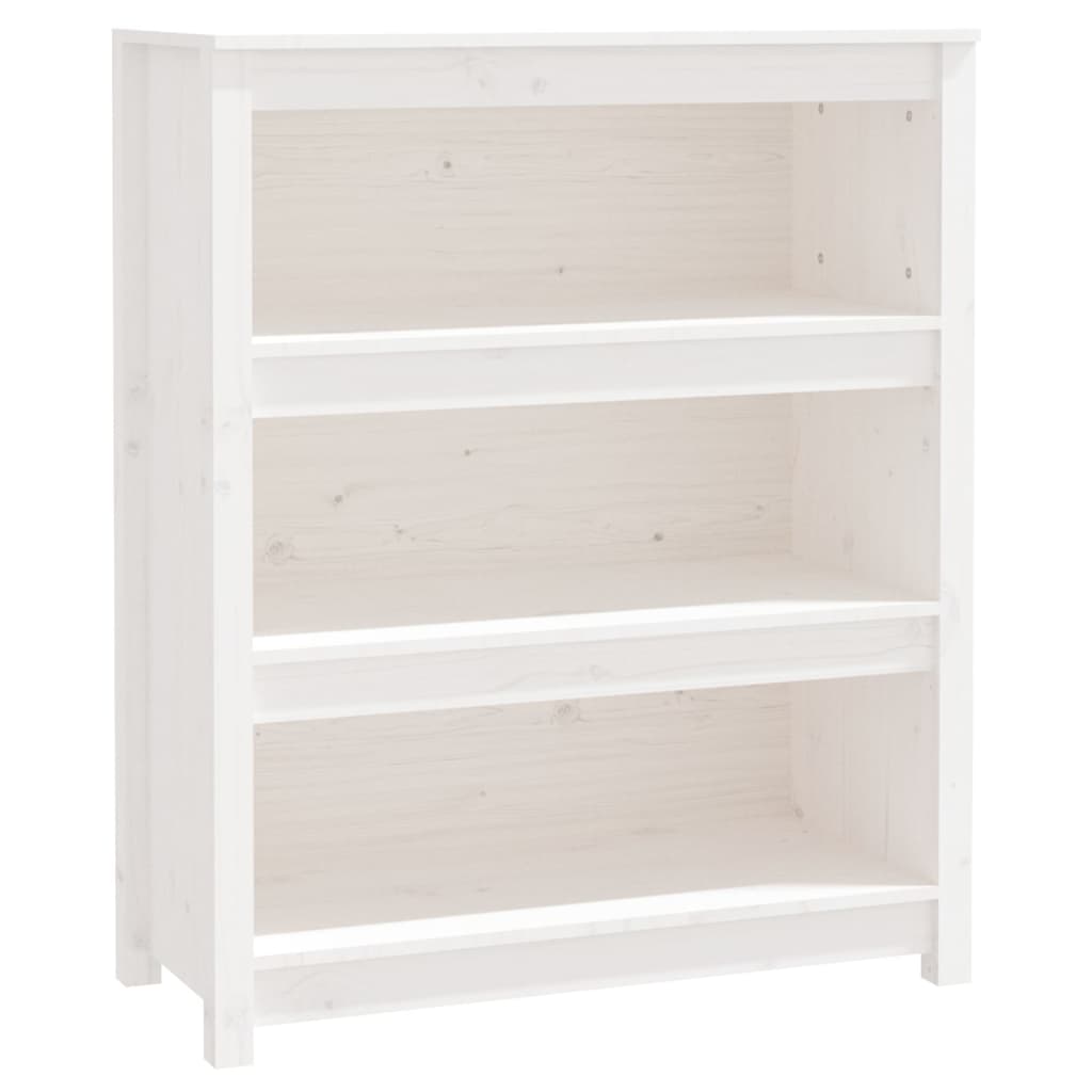 fehér tömör fenyőfa könyvszekrény 80x35x97 cm