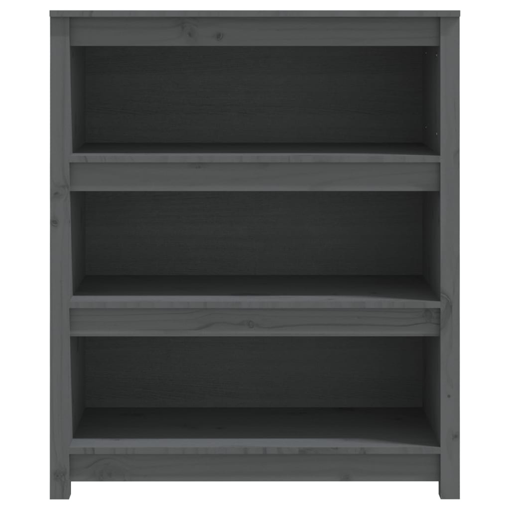 szürke tömör fenyőfa könyvszekrény 80x35x97 cm