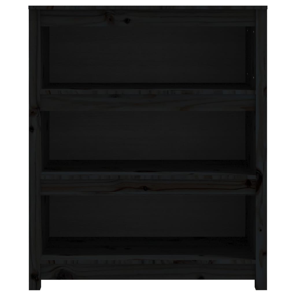 fekete tömör fenyőfa könyvszekrény 80x35x97 cm