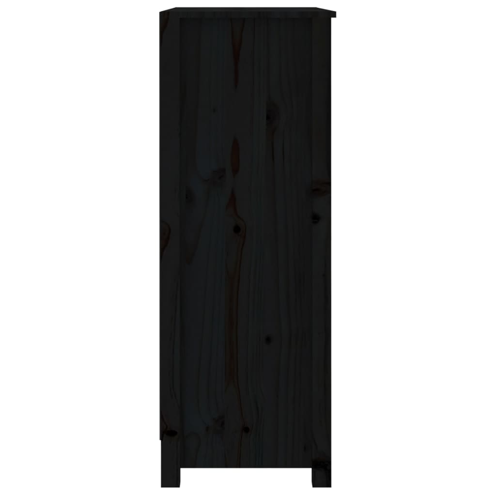 fekete tömör fenyőfa könyvszekrény 80x35x97 cm