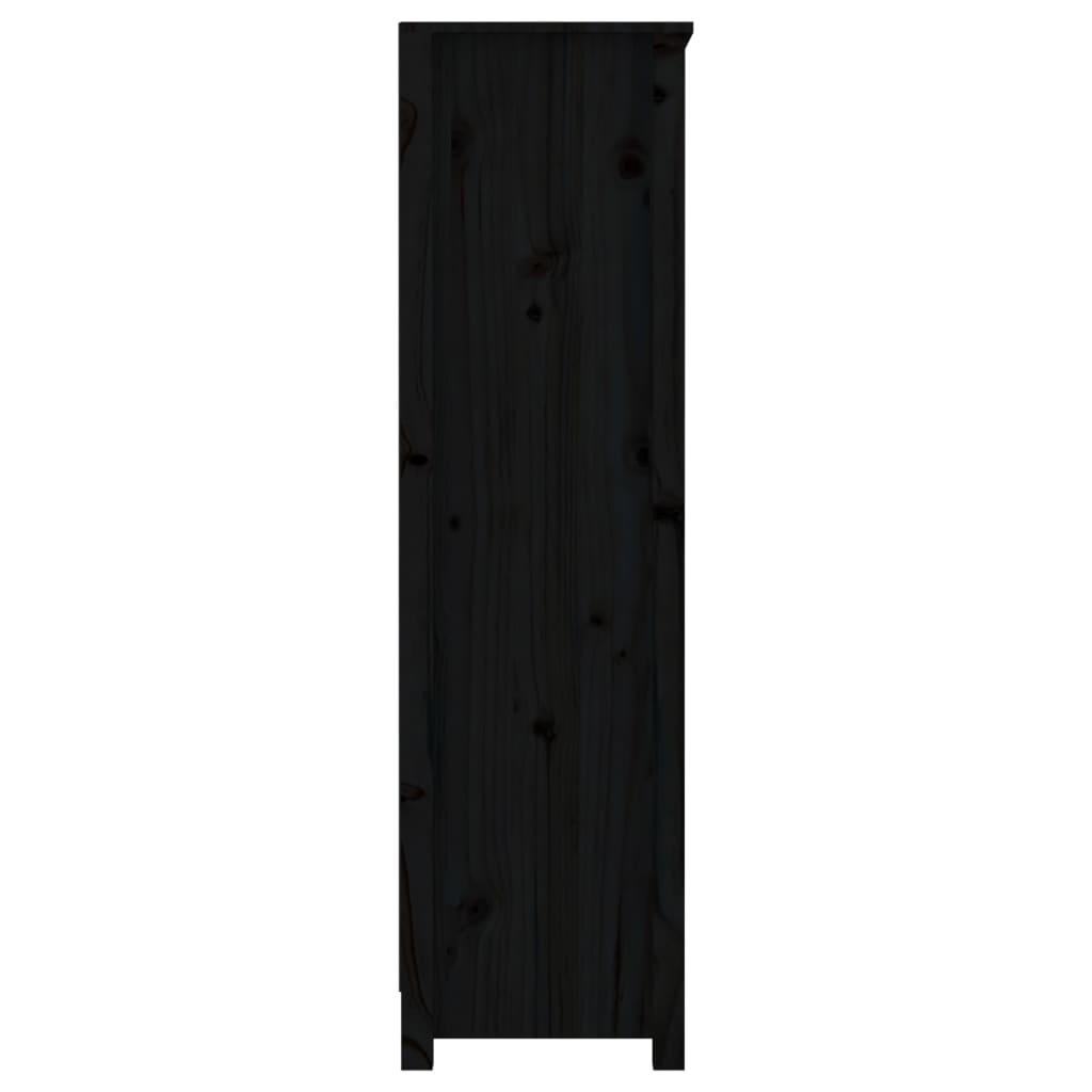 fekete tömör fenyőfa könyvszekrény 80x35x126 cm