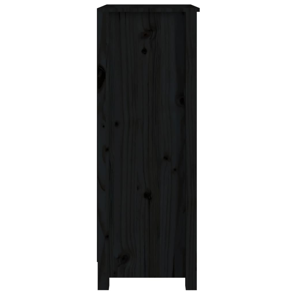fekete tömör fenyőfa könyvszekrény 50 x 35 x 97 cm