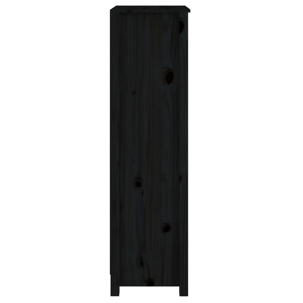 fekete tömör fenyőfa könyvszekrény 50x35x125,5 cm