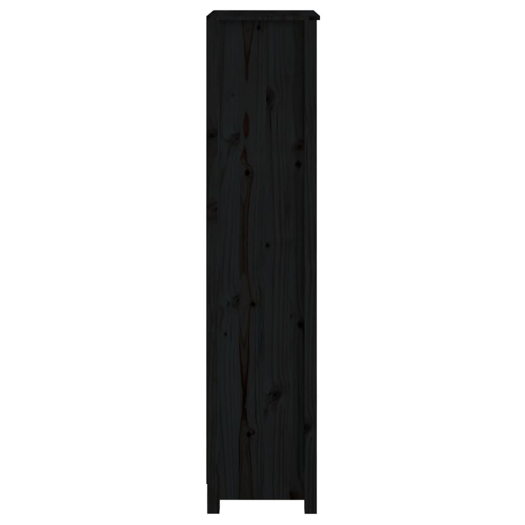 fekete tömör fenyőfa könyvszekrény 50x35x154 cm