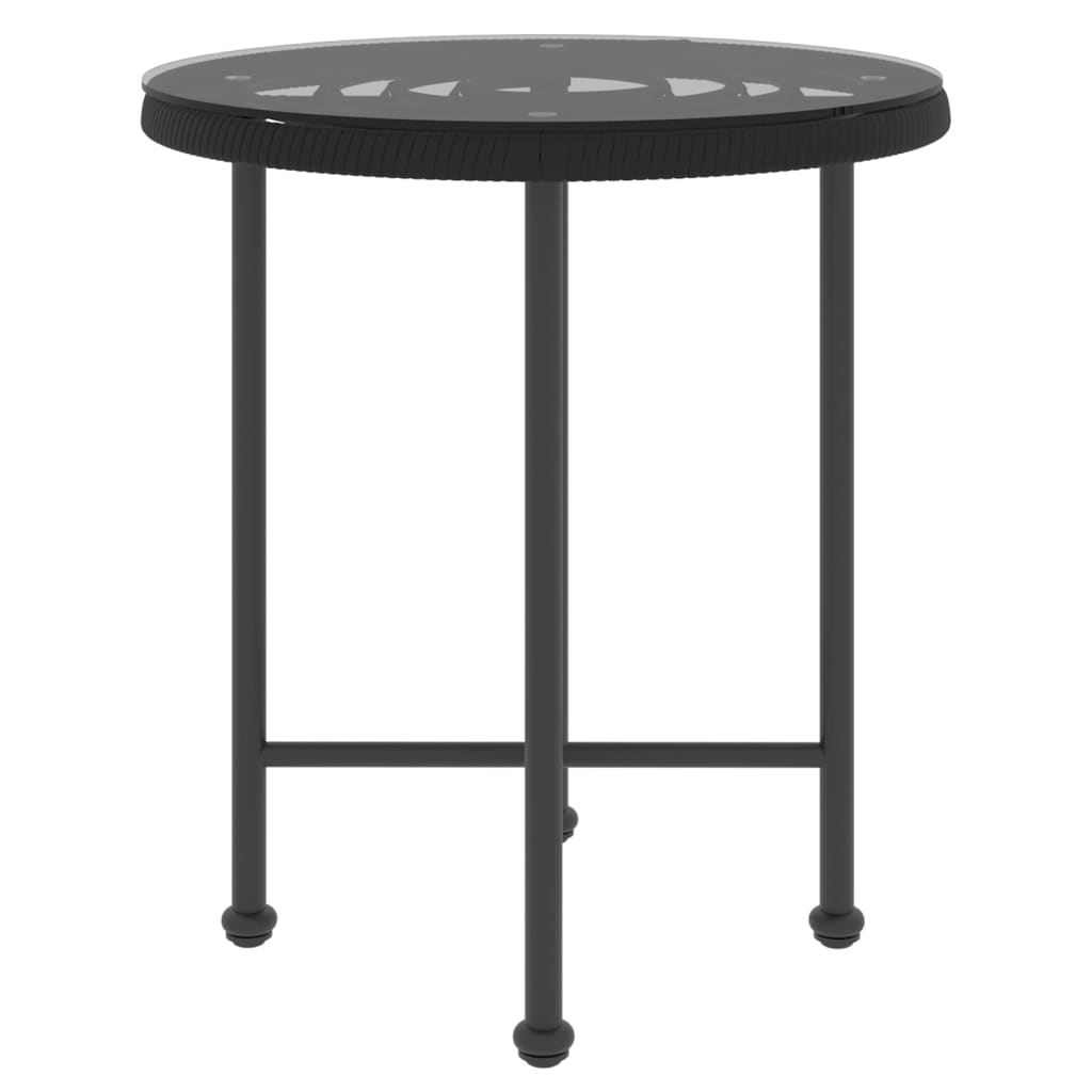 fekete edzett üveg és acél étkezőasztal Ø50 cm