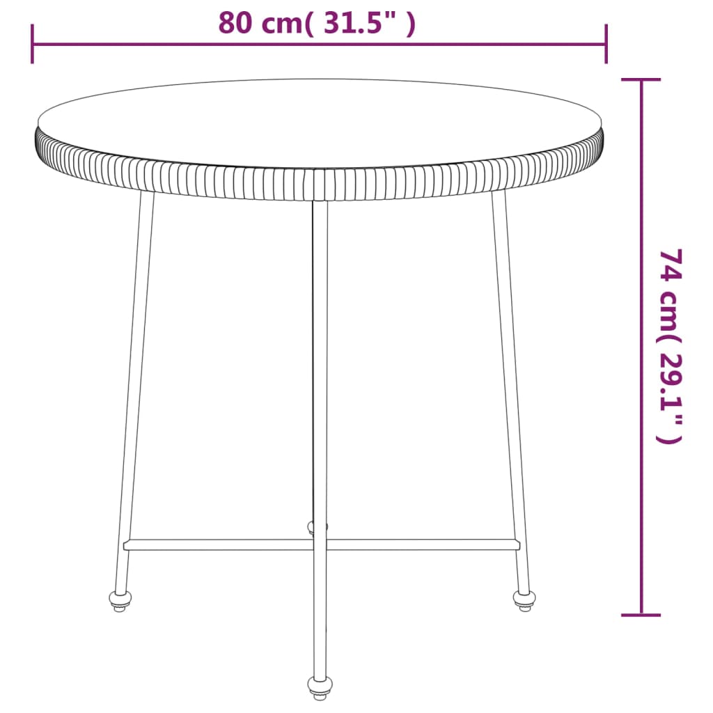 edzett üveg és acél étkezőasztal Ø80 cm 