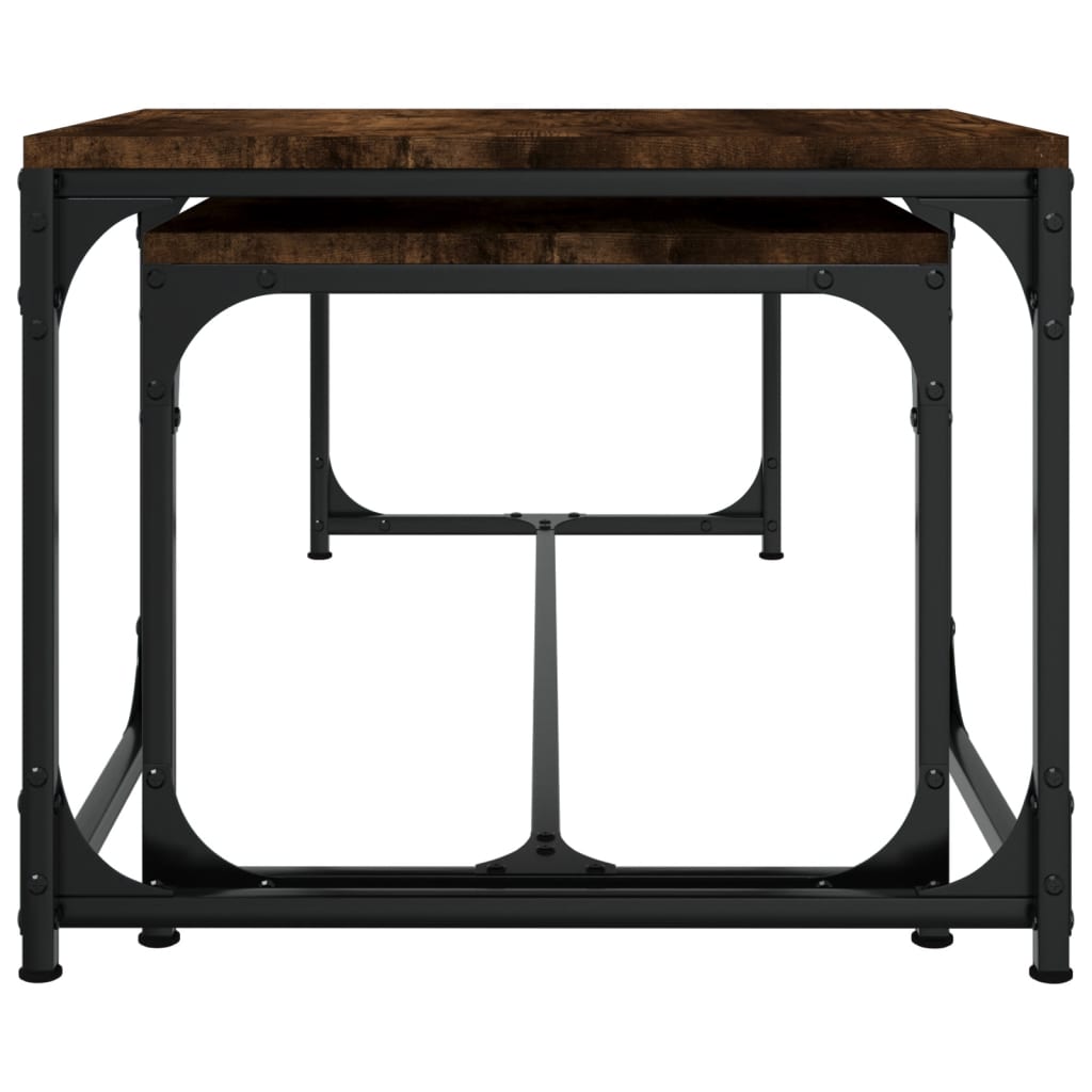 2 db füstös tölgy színű szerelt fa dohányzóasztal