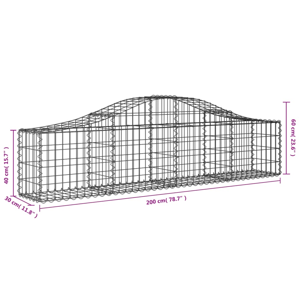 20 db íves horganyzott vas gabion kosár 200x30x40/60 cm