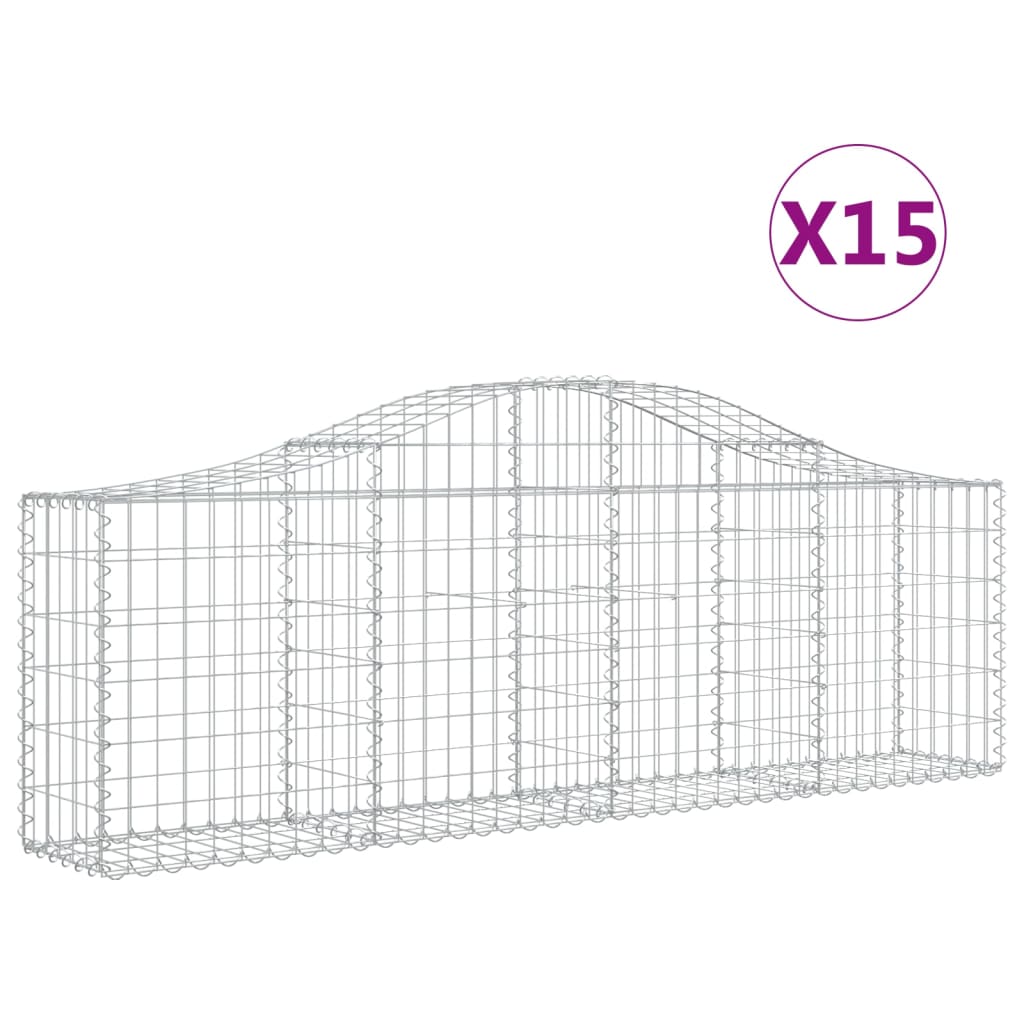 15 db íves horganyzott vas gabion kosár 200x30x60/80 cm